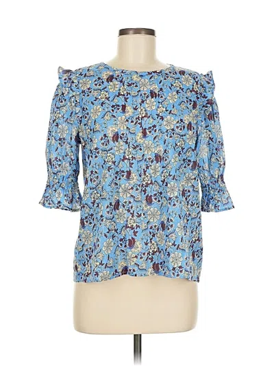 Pre-owned Ann Taylor Loft 3/4 Sleeve Blouse In Blue