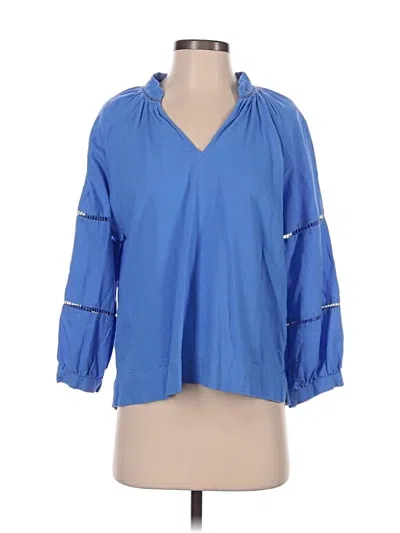 Pre-owned Ann Taylor Loft 3/4 Sleeve Blouse In Blue