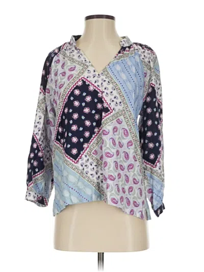 Pre-owned Ann Taylor Loft 3/4 Sleeve Blouse In Blue
