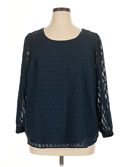 Pre-owned Ann Taylor Loft 3/4 Sleeve Blouse In Blue