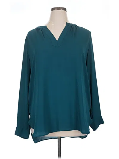 Pre-owned Ann Taylor Loft 3/4 Sleeve Blouse In Blue