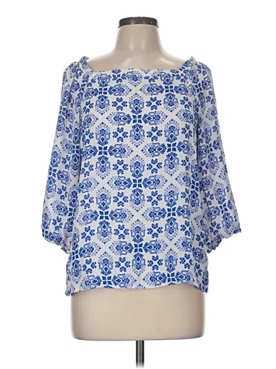 Pre-owned Ann Taylor Loft 3/4 Sleeve Blouse In Blue