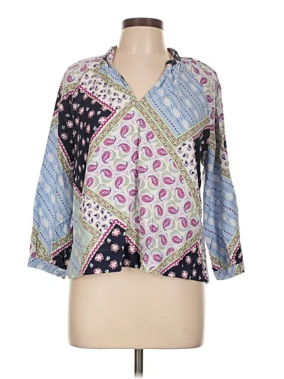 Pre-owned Ann Taylor Loft 3/4 Sleeve Blouse In Blue