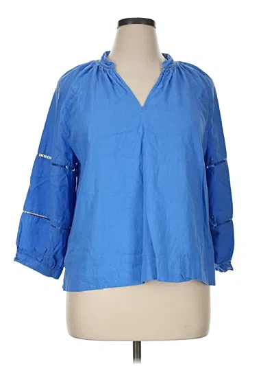 Pre-owned Ann Taylor Loft 3/4 Sleeve Blouse In Blue