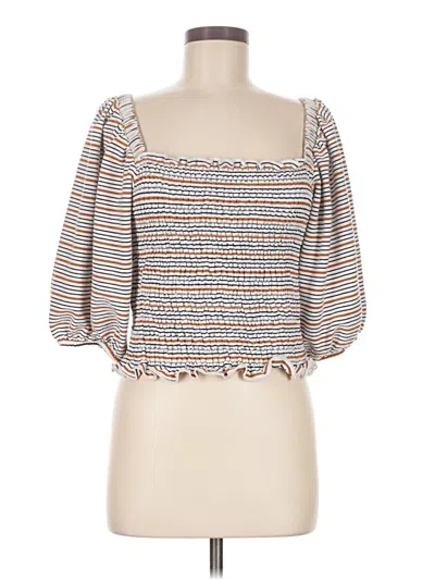 Pre-owned Ann Taylor Loft 3/4 Sleeve Blouse In Brown