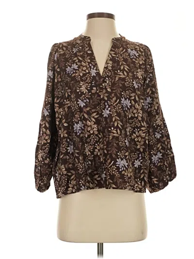 Ann Taylor Loft 3/4 Sleeve Blouse In Brown