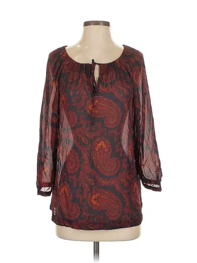 Pre-owned Ann Taylor Loft 3/4 Sleeve Blouse In Burgundy