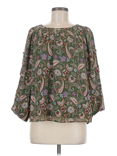 Pre-owned Ann Taylor Loft 3/4 Sleeve Blouse In Green