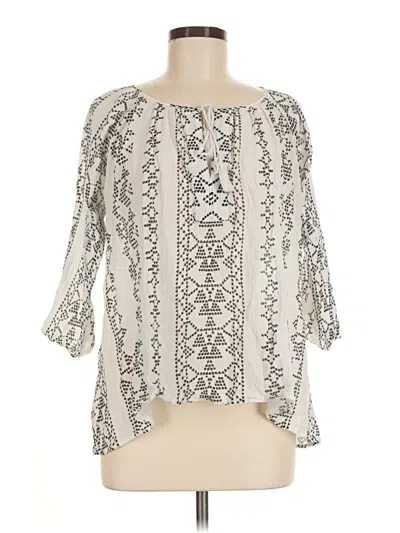 Pre-owned Ann Taylor Loft 3/4 Sleeve Blouse In Ivory