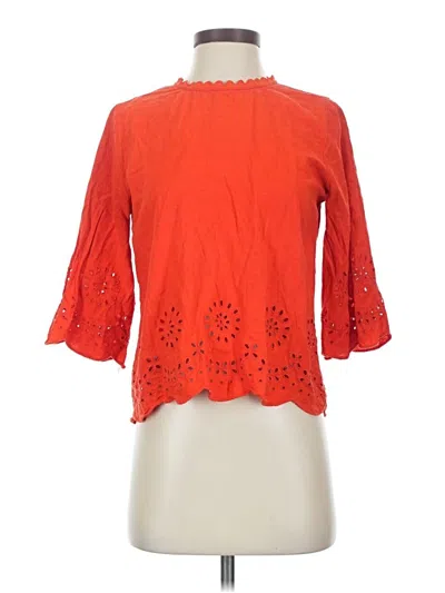 Pre-owned Ann Taylor Loft 3/4 Sleeve Blouse In Orange