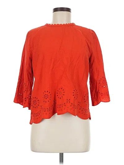 Pre-owned Ann Taylor Loft 3/4 Sleeve Blouse In Orange