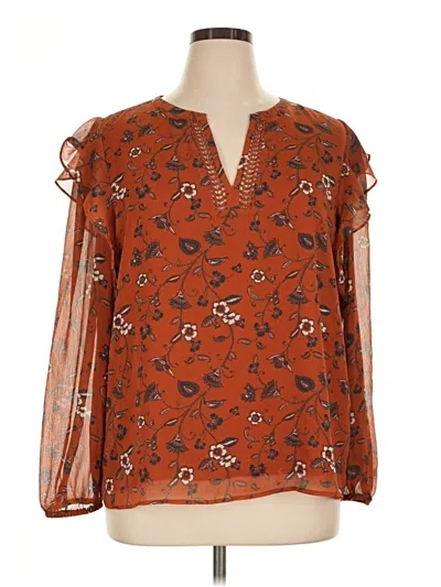 Ann Taylor Loft 3/4 Sleeve Blouse In Orange