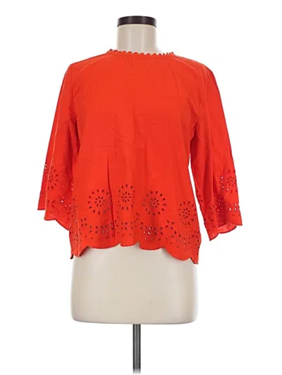 Pre-owned Ann Taylor Loft 3/4 Sleeve Blouse In Orange