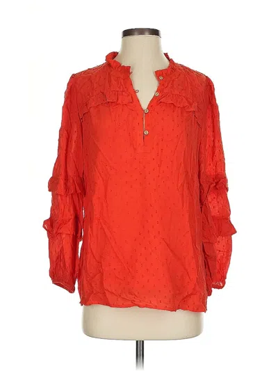 Pre-owned Ann Taylor Loft 3/4 Sleeve Blouse In Red