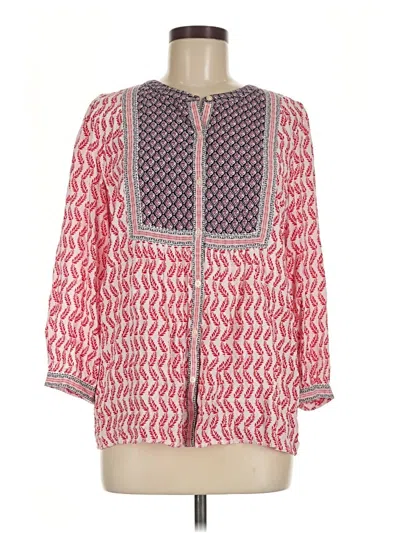 Pre-owned Ann Taylor Loft 3/4 Sleeve Blouse In Red