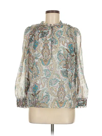 Pre-owned Ann Taylor Loft 3/4 Sleeve Blouse In Silver