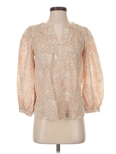 Pre-owned Ann Taylor Loft 3/4 Sleeve Blouse In Tan