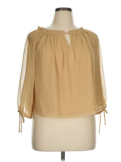 Pre-owned Ann Taylor Loft 3/4 Sleeve Blouse In Tan