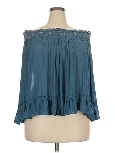 Pre-owned Ann Taylor Loft 3/4 Sleeve Blouse In Teal