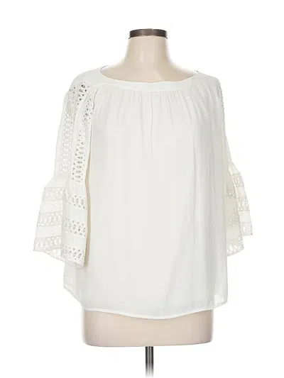 Pre-owned Ann Taylor Loft 3/4 Sleeve Blouse In White