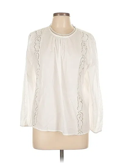 Pre-owned Ann Taylor Loft 3/4 Sleeve Blouse In White
