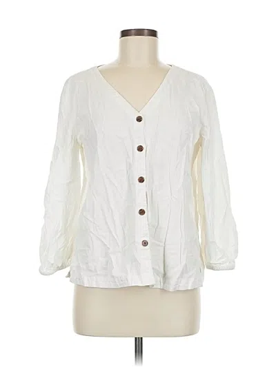 Pre-owned Ann Taylor Loft 3/4 Sleeve Blouse In White