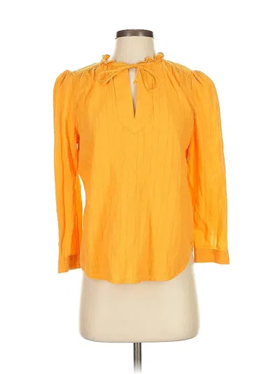 Pre-owned Ann Taylor Loft 3/4 Sleeve Blouse In Yellow