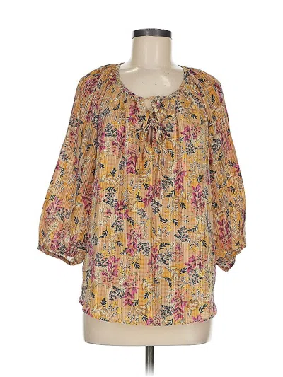 Pre-owned Ann Taylor Loft 3/4 Sleeve Blouse In Yellow