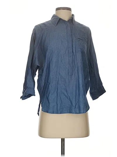 Pre-owned Ann Taylor Loft 3/4 Sleeve Button Down Shirt In Blue