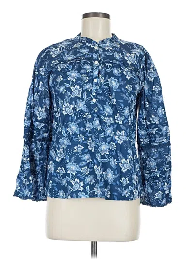 Pre-owned Ann Taylor Loft 3/4 Sleeve Button Down Shirt In Blue