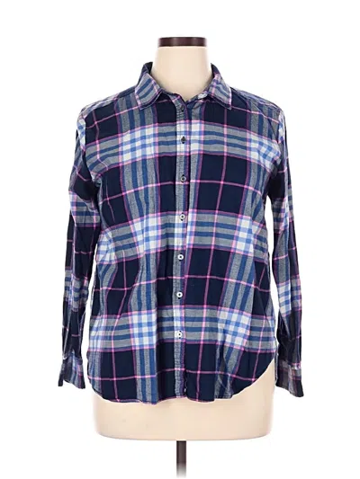 Pre-owned Ann Taylor Loft 3/4 Sleeve Button Down Shirt In Blue