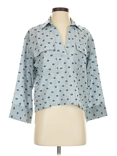 Pre-owned Ann Taylor Loft 3/4 Sleeve Button Down Shirt In Blue