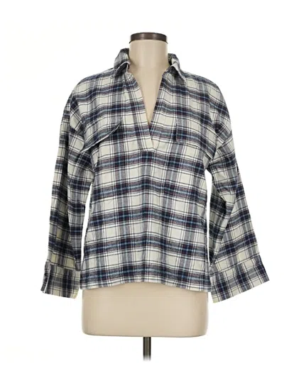 Pre-owned Ann Taylor Loft 3/4 Sleeve Button Down Shirt In Blue