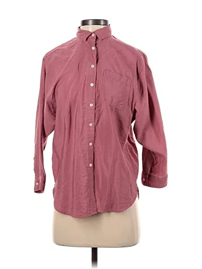 Pre-owned Ann Taylor Loft 3/4 Sleeve Button Down Shirt In Burgundy