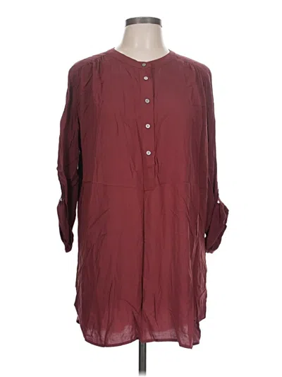 Pre-owned Ann Taylor Loft 3/4 Sleeve Button Down Shirt In Burgundy