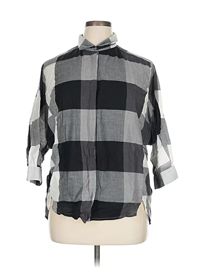 Pre-owned Ann Taylor Loft 3/4 Sleeve Button Down Shirt In Gray