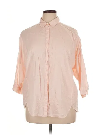 Pre-owned Ann Taylor Loft 3/4 Sleeve Button Down Shirt In Pink