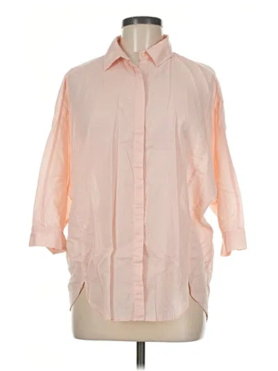 Pre-owned Ann Taylor Loft 3/4 Sleeve Button Down Shirt In Pink