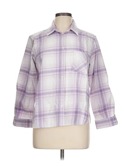 Pre-owned Ann Taylor Loft 3/4 Sleeve Button Down Shirt In Purple