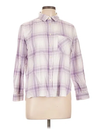 Pre-owned Ann Taylor Loft 3/4 Sleeve Button Down Shirt In Purple