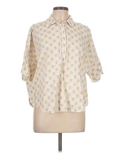 Pre-owned Ann Taylor Loft 3/4 Sleeve Button Down Shirt In White