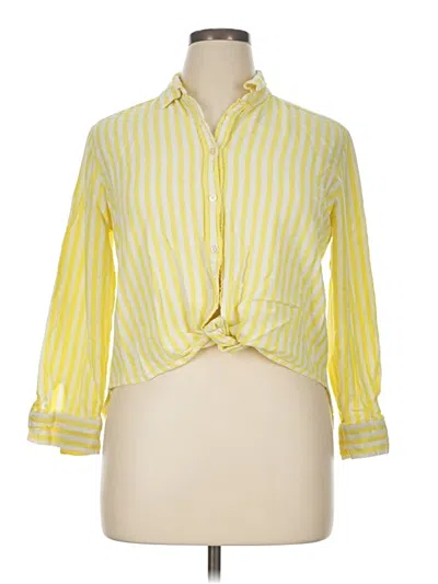 Pre-owned Ann Taylor Loft 3/4 Sleeve Button Down Shirt In Yellow