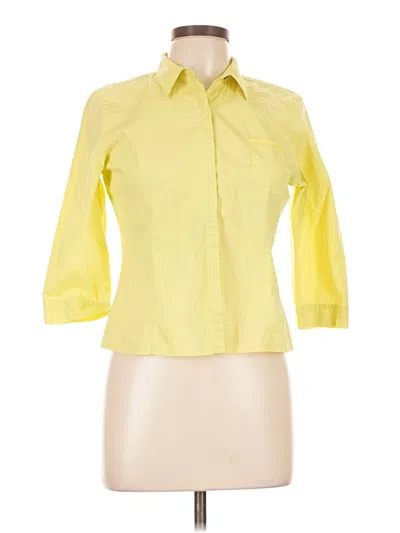 Pre-owned Ann Taylor Loft 3/4 Sleeve Button Down Shirt In Yellow