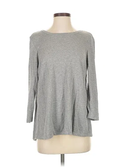 Pre-owned Ann Taylor Loft 3/4 Sleeve Silk Top Gray Boatneck Tops