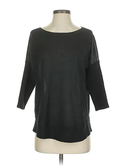 Pre-owned Ann Taylor Loft 3/4 Sleeve Top Black Boatneck Tops