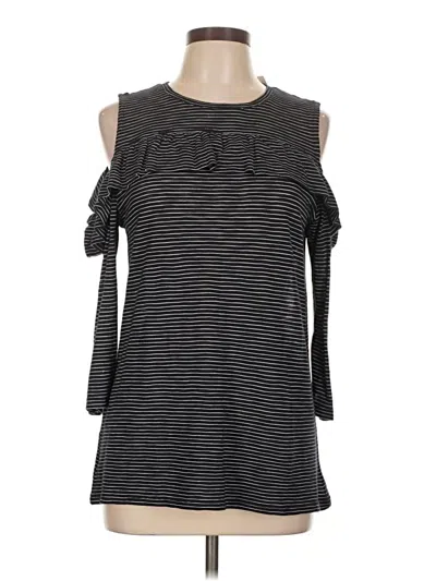 Ann Taylor Loft 3/4 Sleeve Top Black Cold Shoulder Neckline Tops