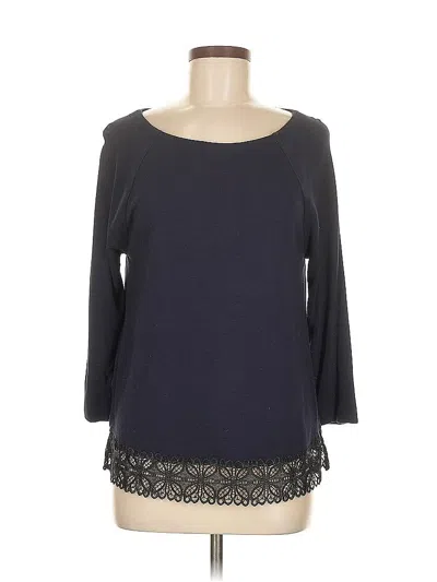Pre-owned Ann Taylor Loft 3/4 Sleeve Top Blue Boatneck Tops