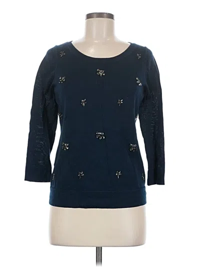 Pre-owned Ann Taylor Loft 3/4 Sleeve Top Blue Boatneck Tops