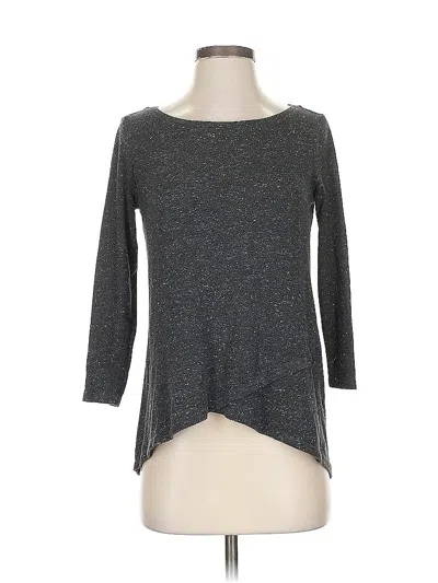 Pre-owned Ann Taylor Loft 3/4 Sleeve Top Gray Boatneck Tops