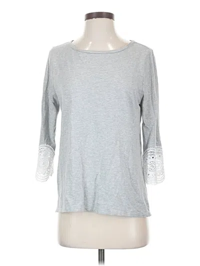 Pre-owned Ann Taylor Loft 3/4 Sleeve Top Gray Boatneck Tops